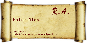 Raisz Alex névjegykártya